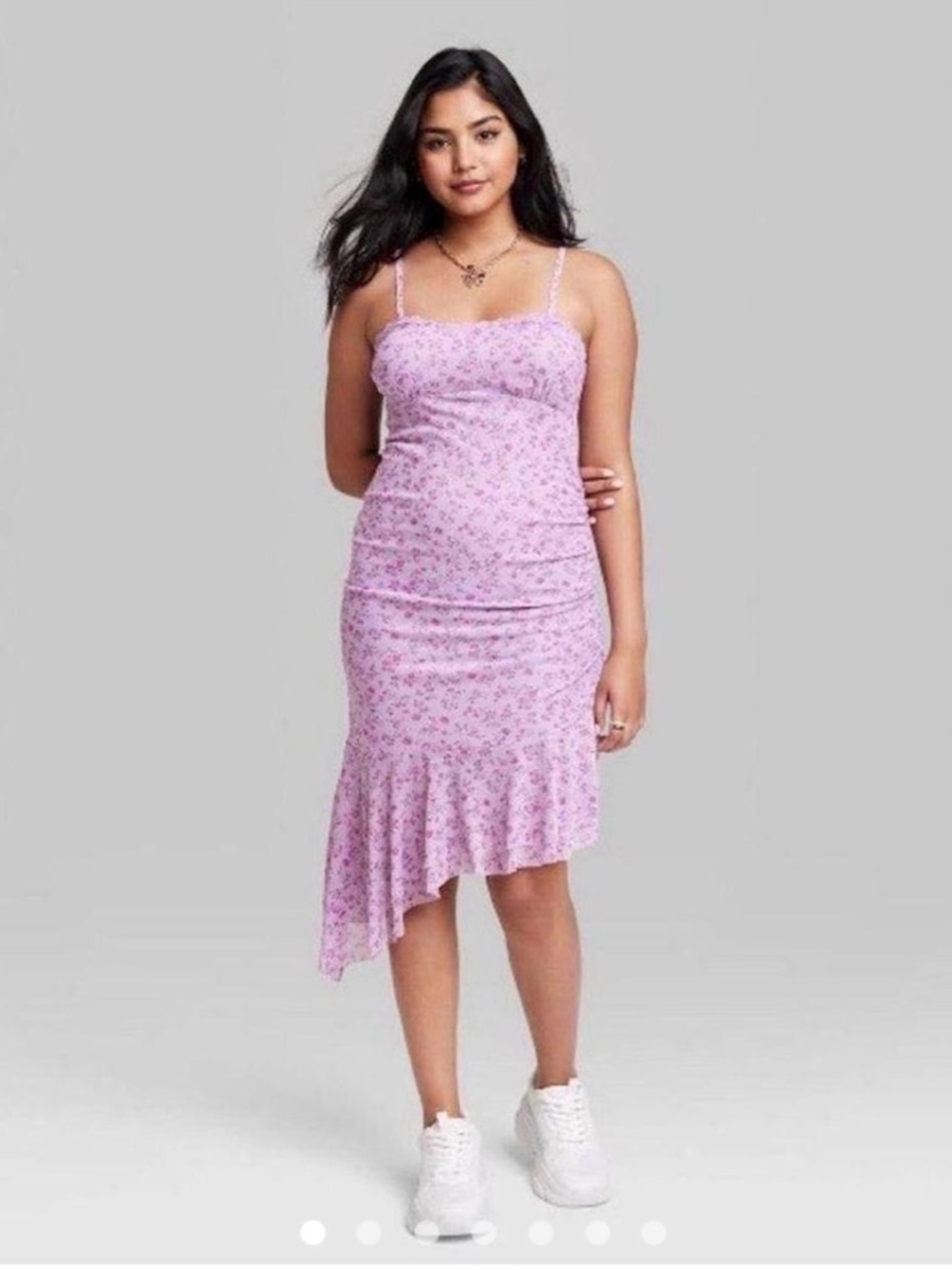 wild fable Lavender Floral Asymmetrical Slip Dress
